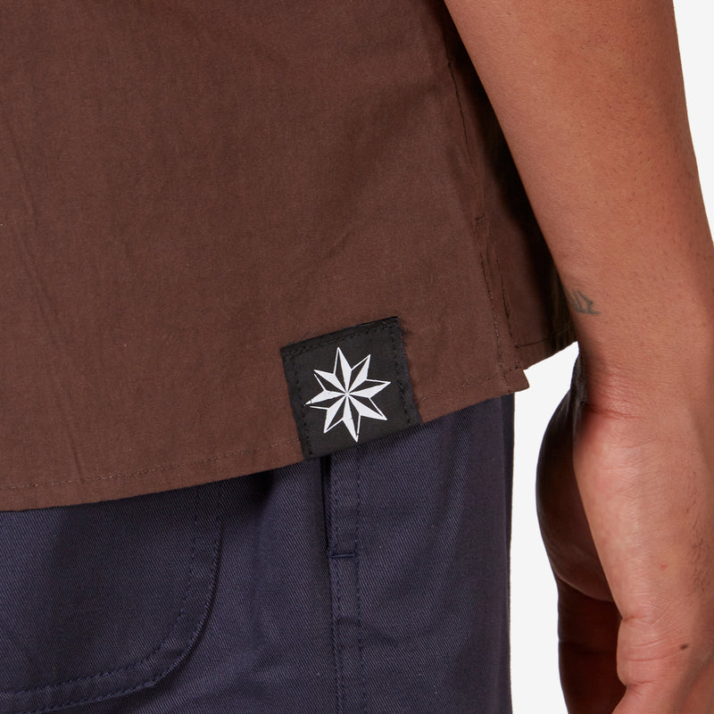 Short Sleeve Oversized Business Shirt Brown