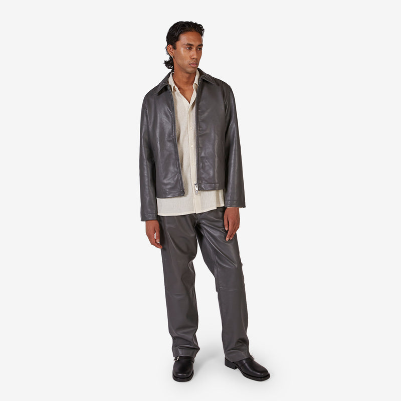 Loose Leather Pant Grey Pants