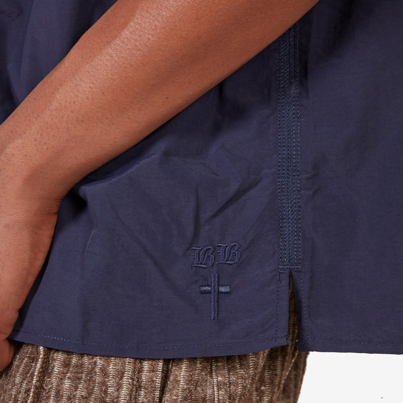Short Sleeve Oversized Business Shirt Navy