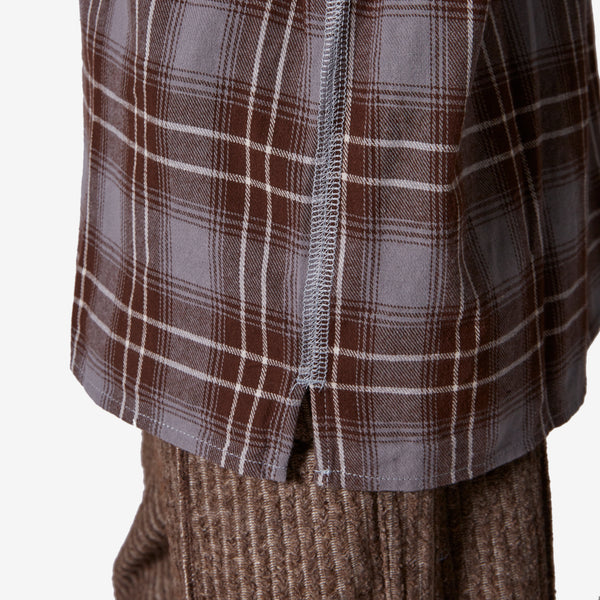Short Sleeve Pocket Shirt Brown | Blue Plaid