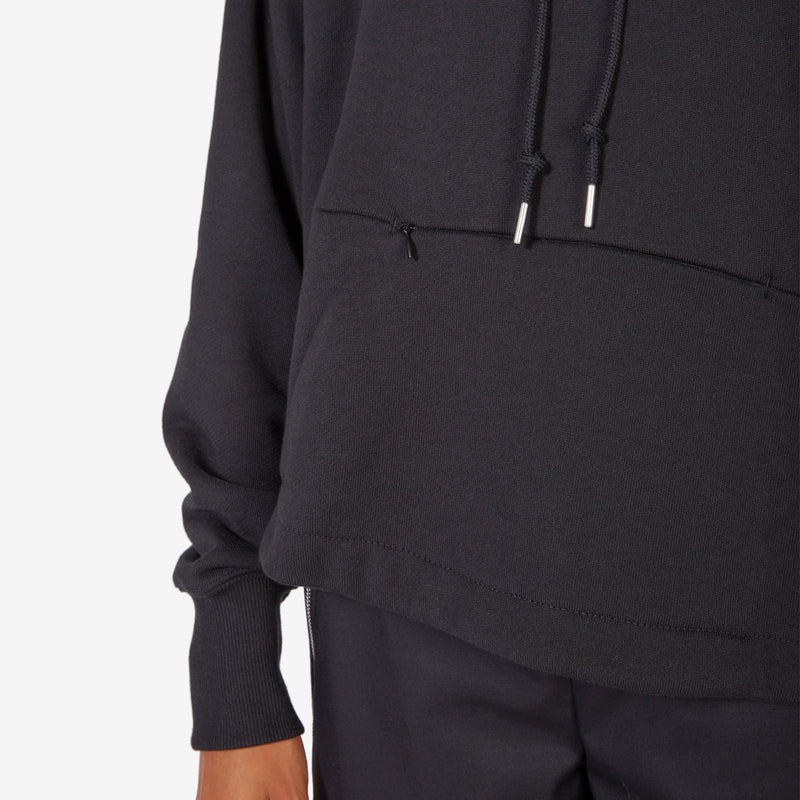 Women's Oversized French Terry Hoodie Black | Flat Pewter