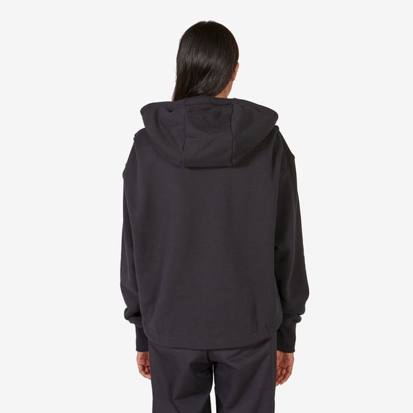 Women's Oversized French Terry Hoodie Black | Flat Pewter