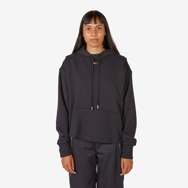 Women's Oversized French Terry Hoodie Black | Flat Pewter