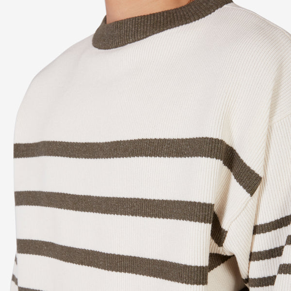 Forest Stripe Knit White | Dark Green