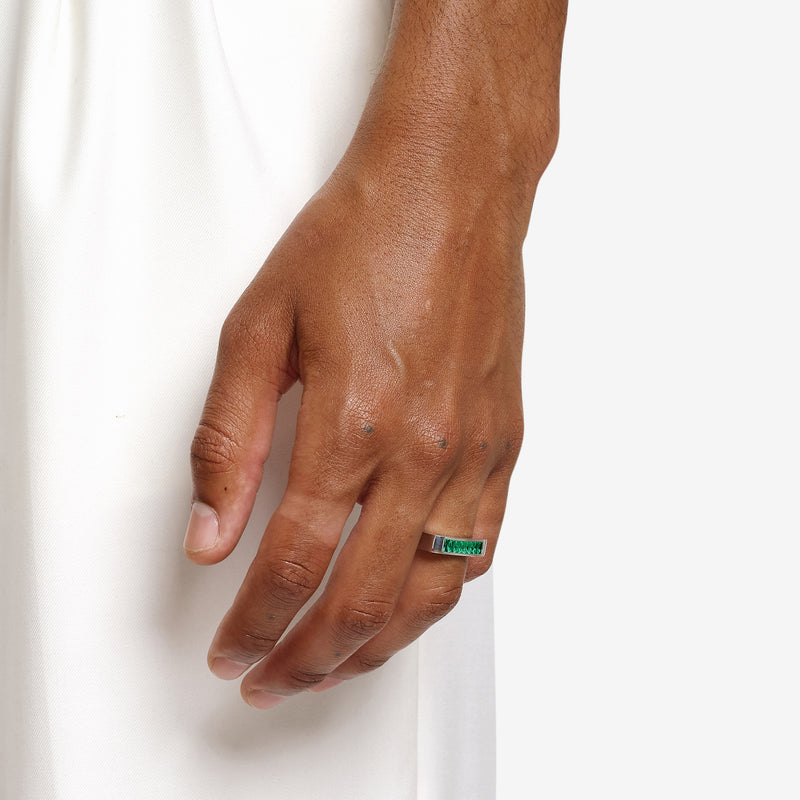 Stacked Baguette Ring Sea Green
