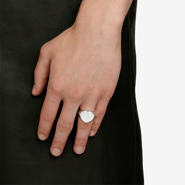 Heart Signet Ring Silver