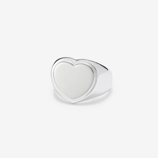 Heart Signet Ring Silver