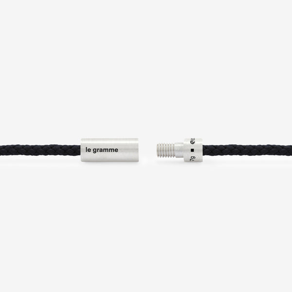 7g Brushed Sterling Silver & Black Polyester Nato Cable Bracelet Jewellery