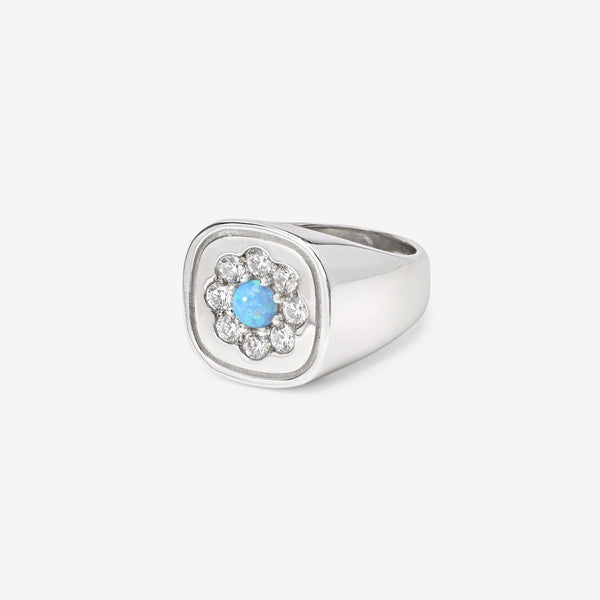 Blue Daisy Signet Ring